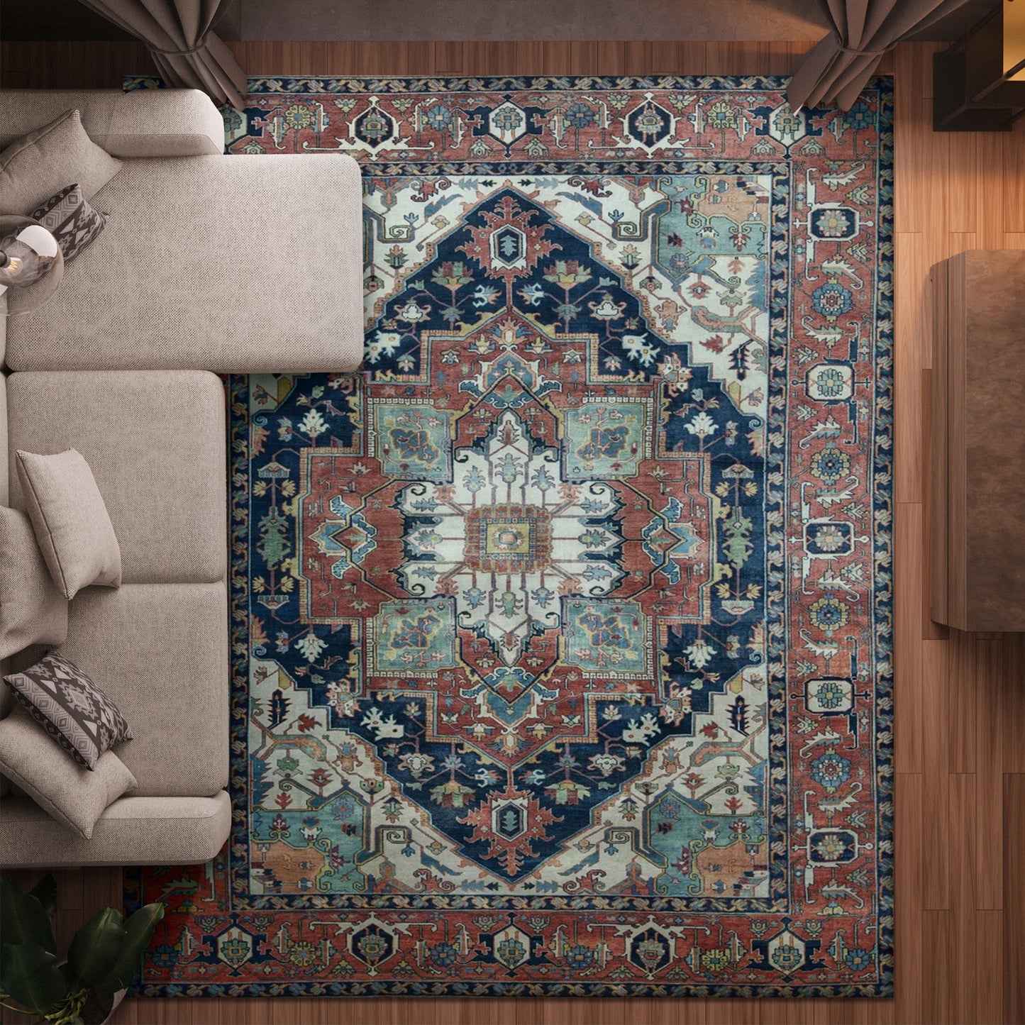 ANTIQUE SERAPI HER27 BLUE / RED