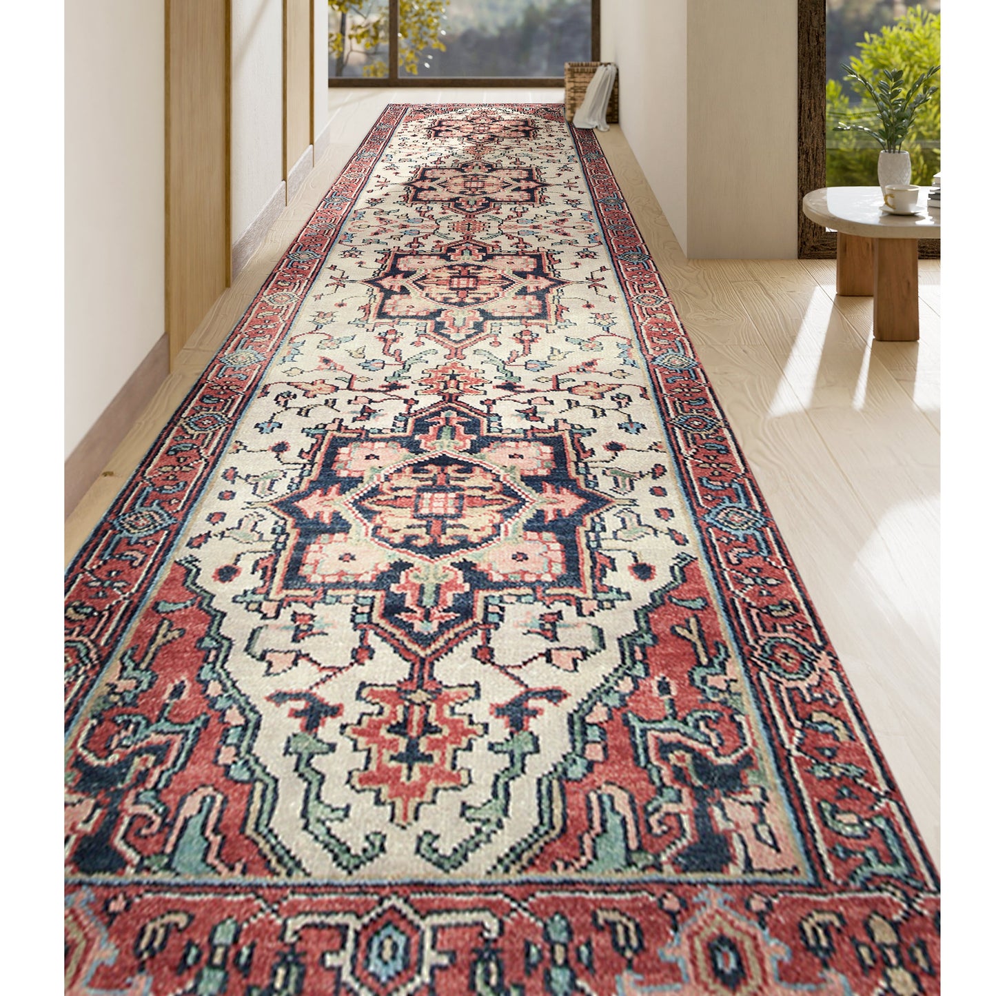 ANTIQUE SERAPI HER34 IVORY / RED