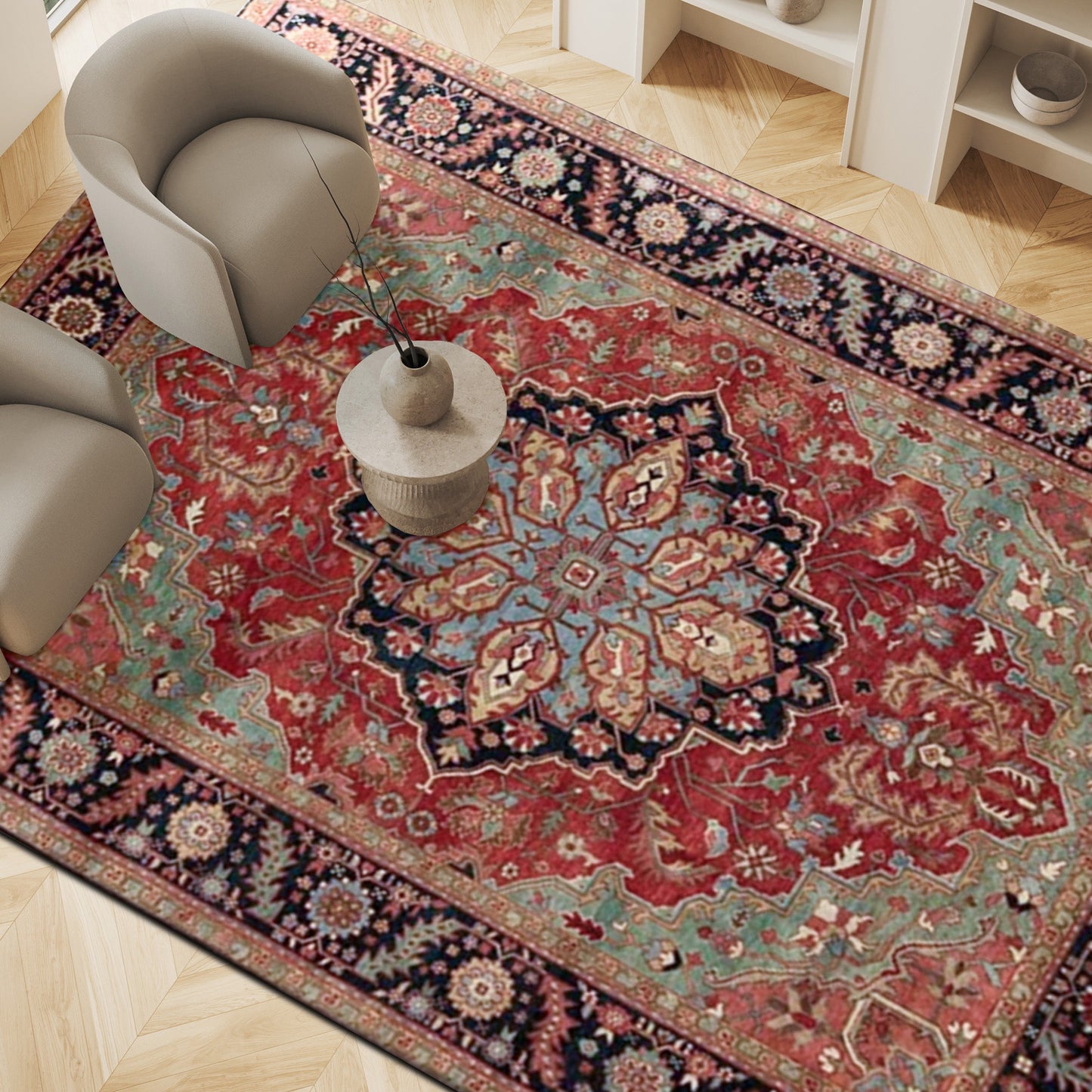 ANTIQUE SERAPI HER39 RED / BLUE