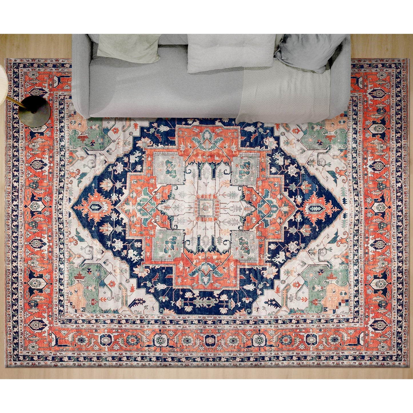 ANTIQUE SERAPI HERZ7 BLUE / RED