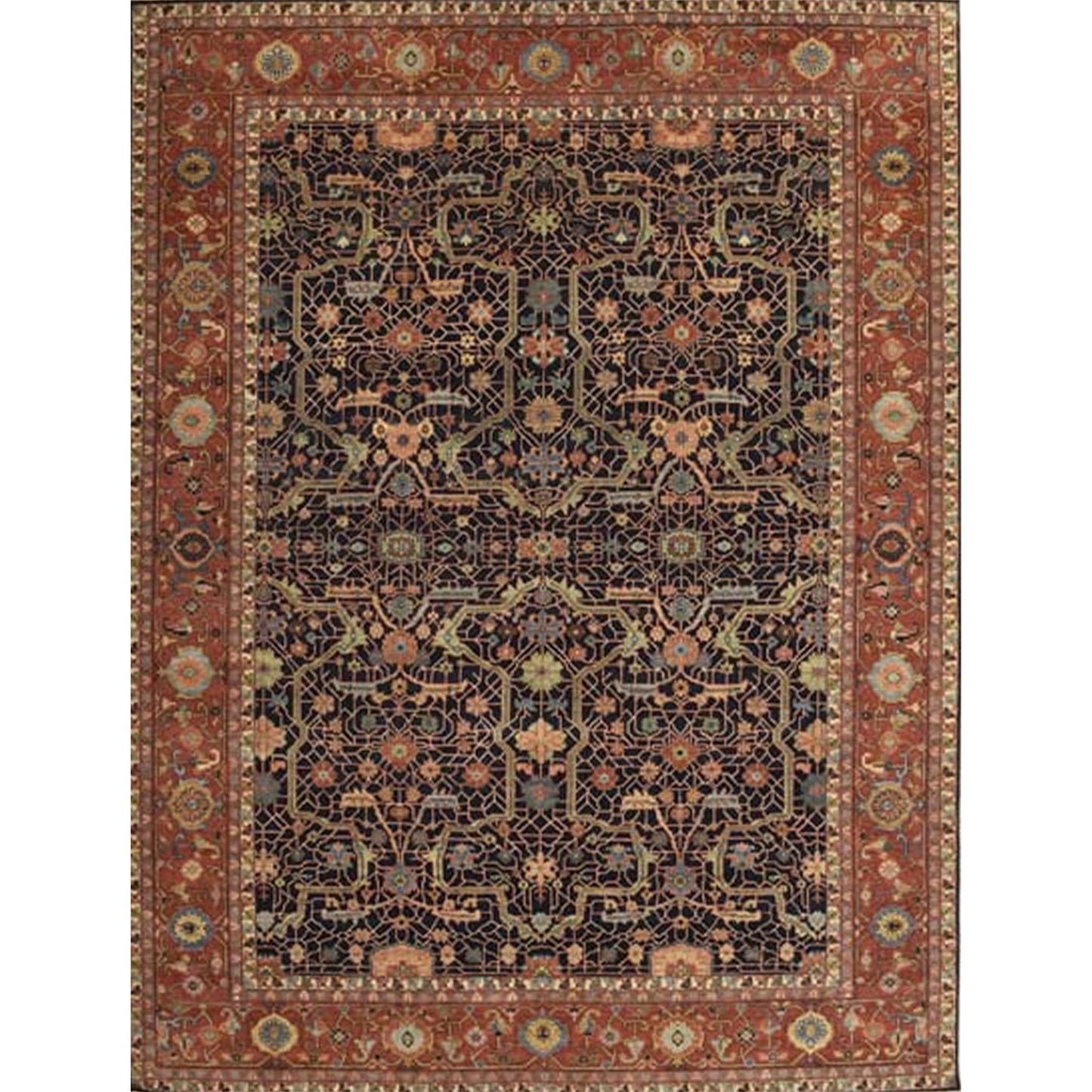 ANTIQUE SERAPI HR619 NAVY / RUST