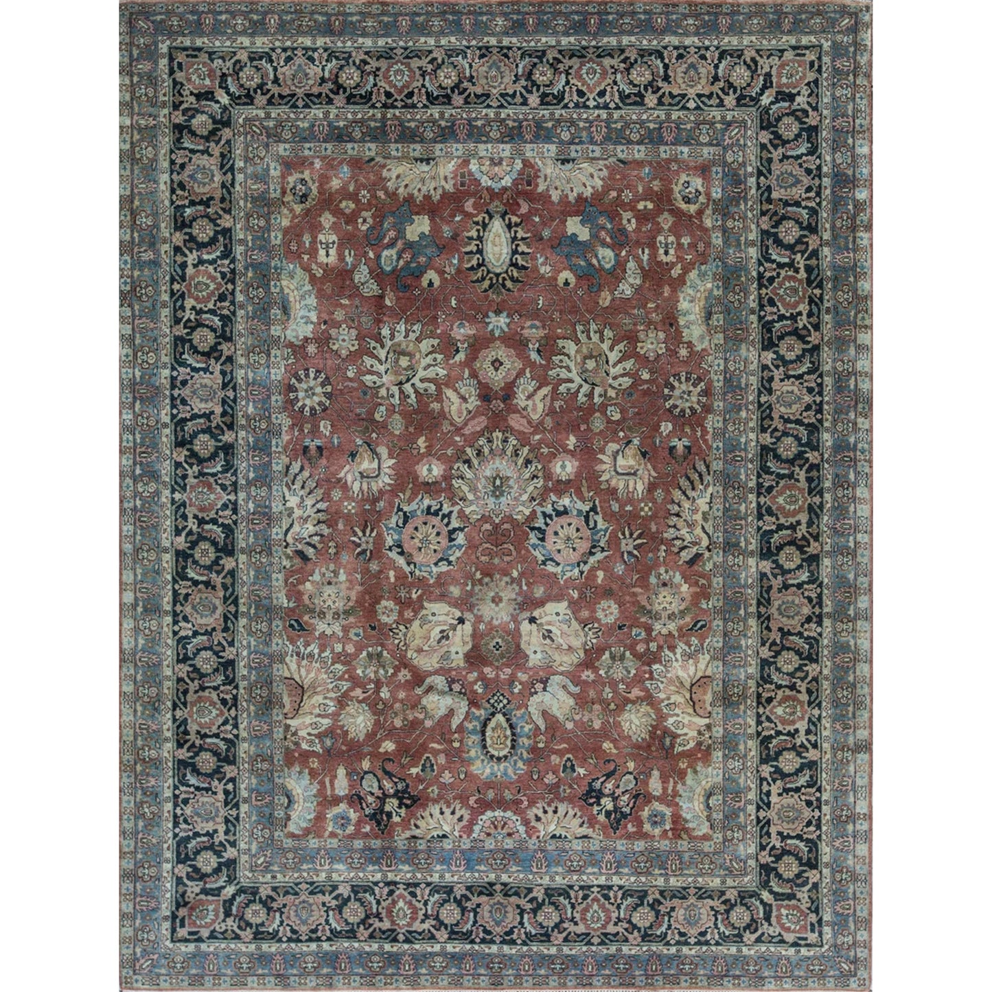 ANTIQUE SERAPI MASHD RUST / BLUE