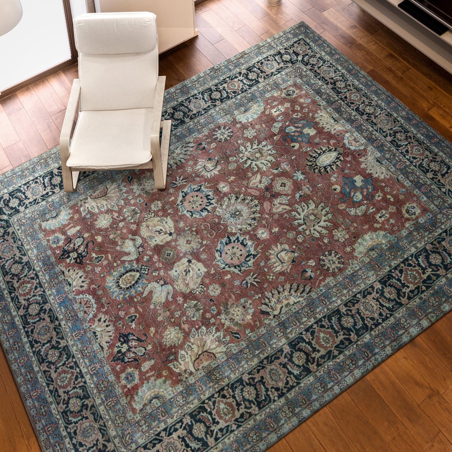 ANTIQUE SERAPI MASHD RUST / BLUE