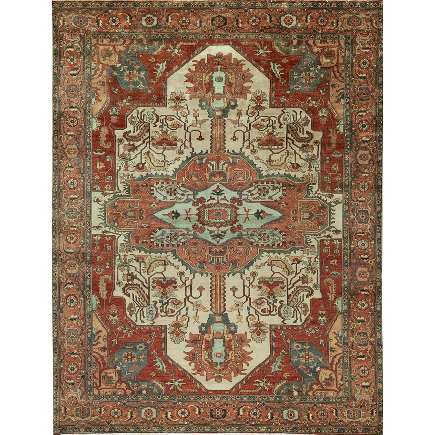 ANTIQUE SERAPI P4BSE IVORY / RED