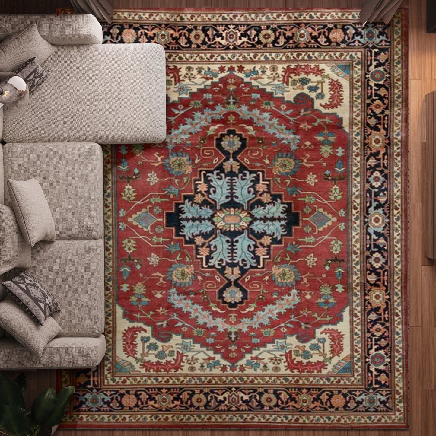 ANTIQUE SERAPI SERAP RUST / NAVY
