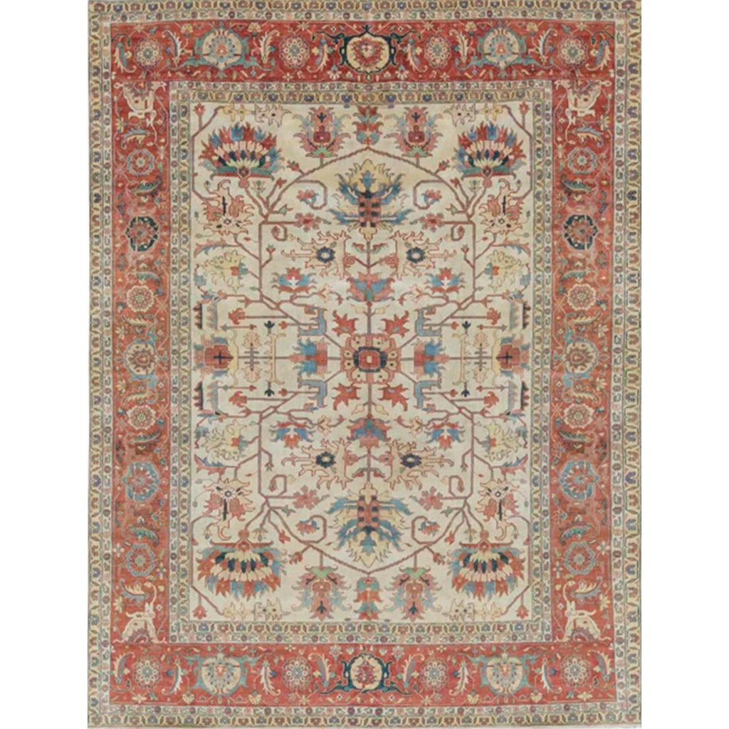 ANTIQUE SERAPI SJ-45 IVORY / RED 14' X 15'4"