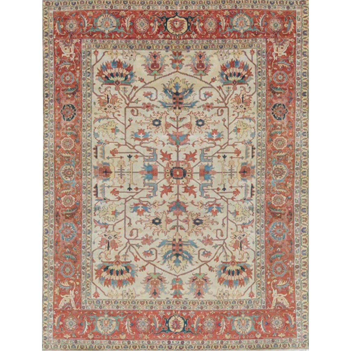 ANTIQUE SERAPI SJ-45 IVORY / RED 14' X 15'4"