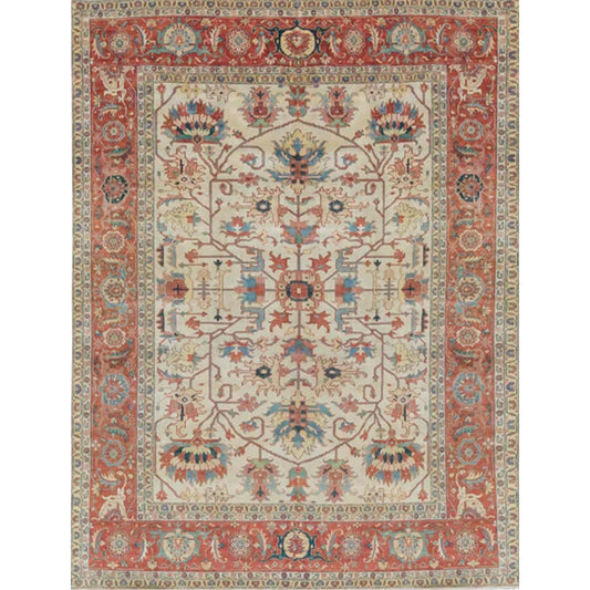 ANTIQUE SERAPI SJ-45 IVORY / RED 14' X 15'4"