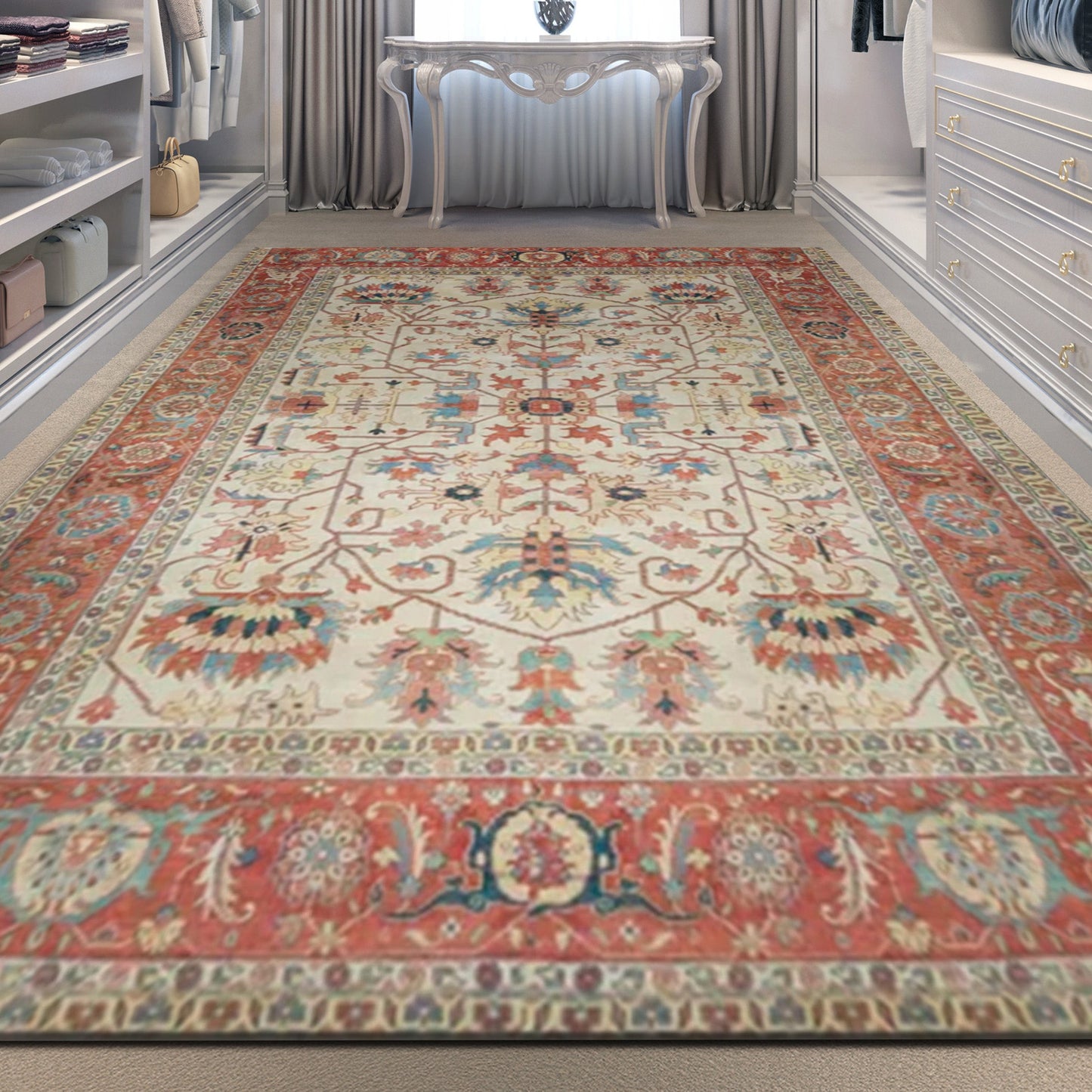 ANTIQUE SERAPI SJ-45 IVORY / RED 14' X 15'4"
