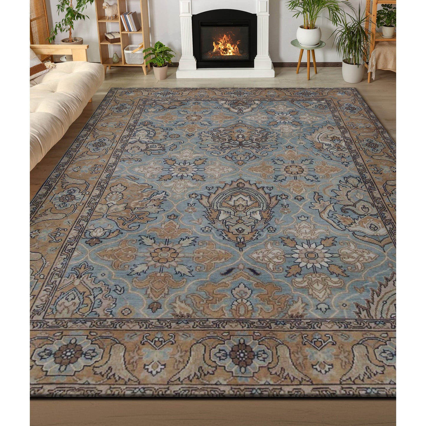 ANTIQUE SULTANABAD KIRMA BLUE / RUST