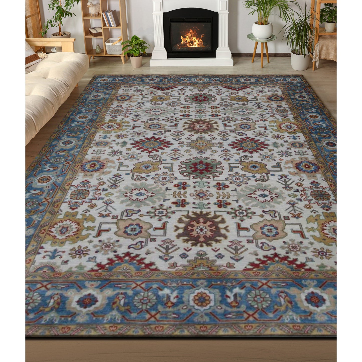 ANTIQUE SULTANABAD MA160 IVORY / BLUE