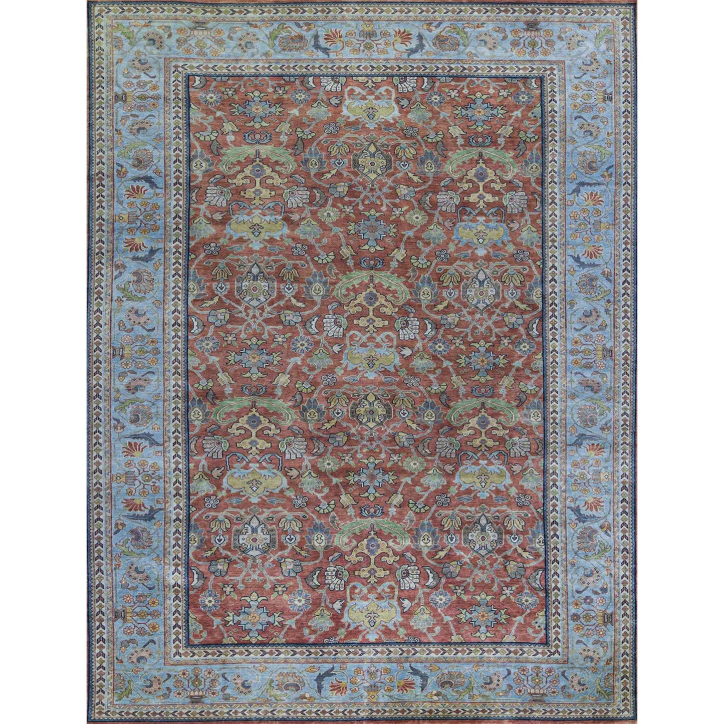 ANTIQUE SULTANABAD MAH15 RUST / BLUE
