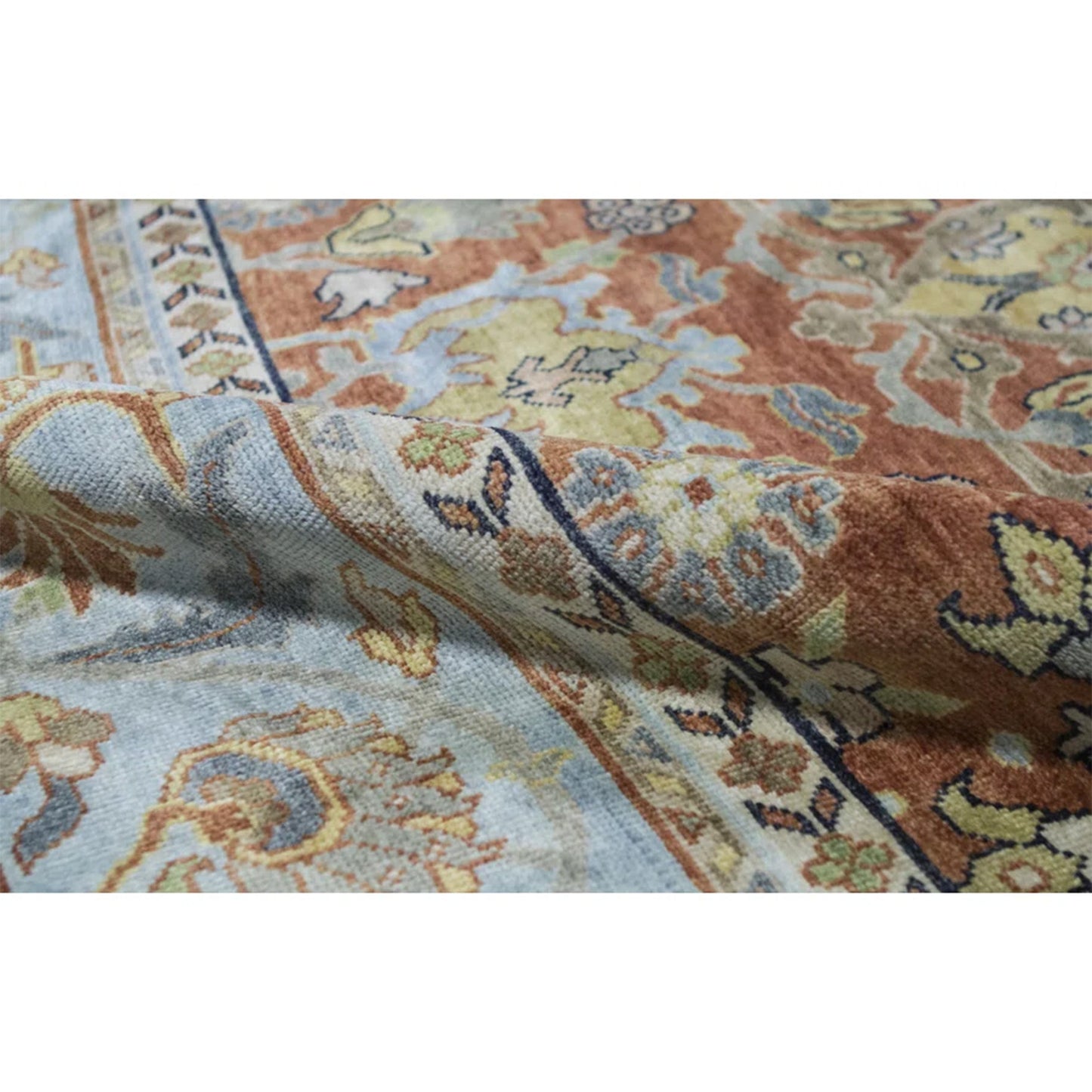 ANTIQUE SULTANABAD MAH15 RUST / LIGHT BLUE