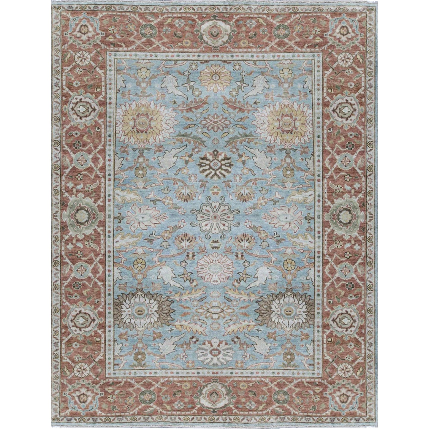 ANTIQUE SULTANABAD MAH25 LIGHT BLUE / RUST