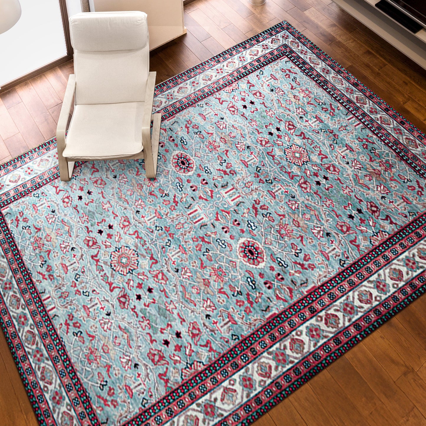 ANTIQUE SULTANABAD MAH29 LIGHT BLUE / IVORY