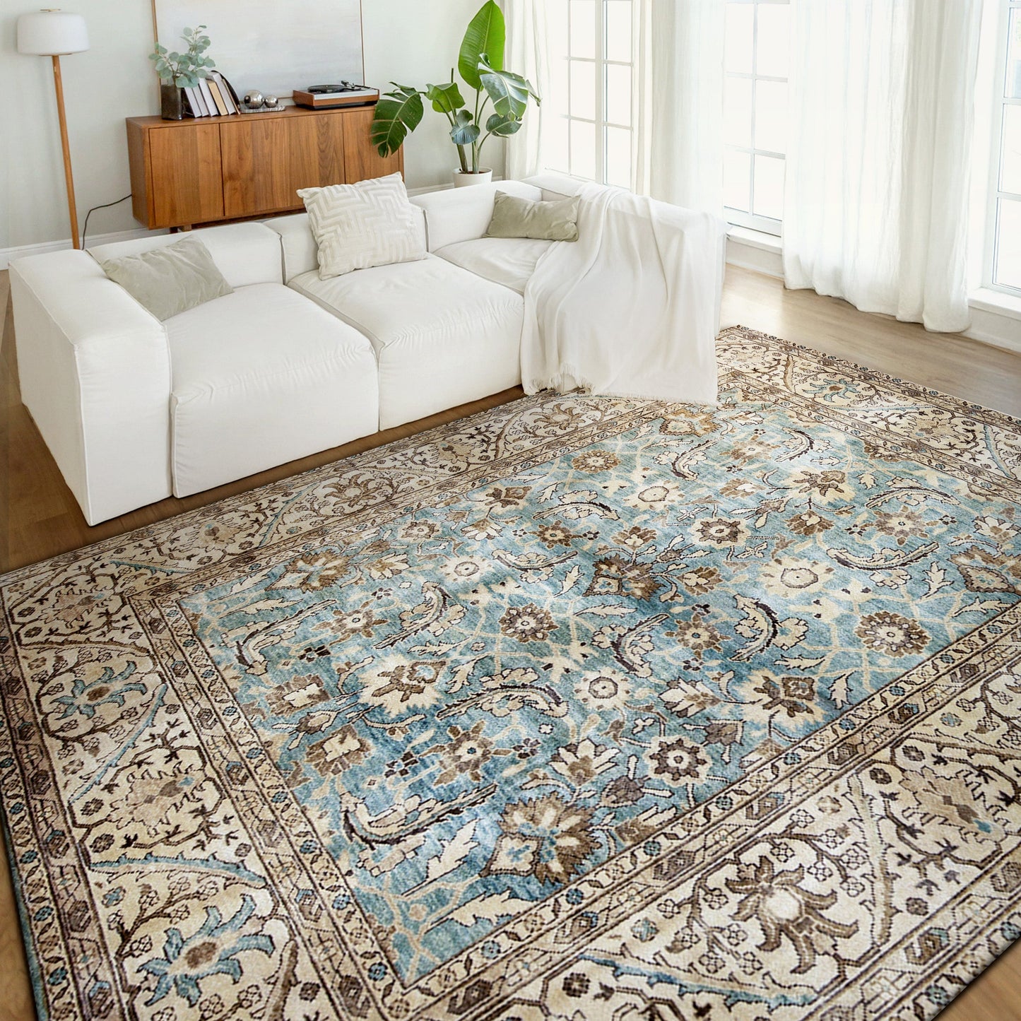 ANTIQUE SULTANABAD MAH34 BLUE / BEIGE