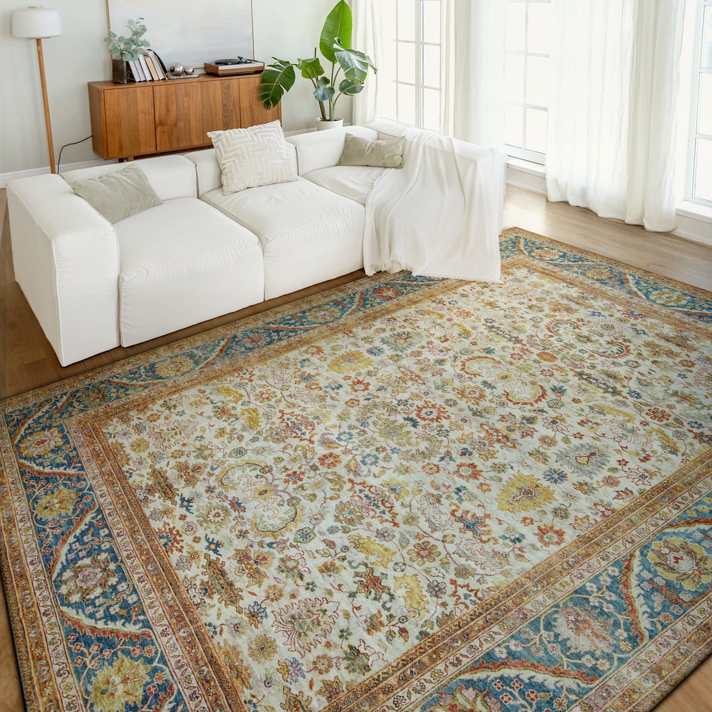 ANTIQUE SULTANABAD MAH35 IVORY / LIGHT GREEN