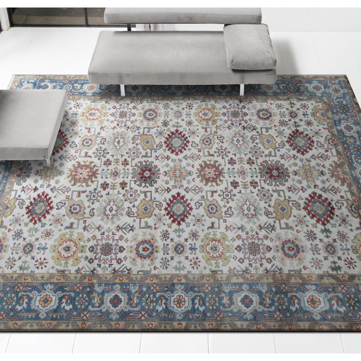 ANTIQUE SULTANABAD MH160 IVORY / BLUE