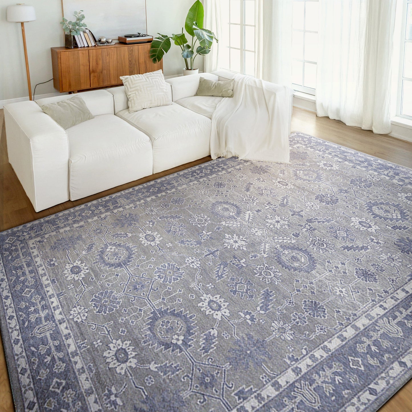 ANTIQUE SULTANABAD S-39- SILVER / BLUE