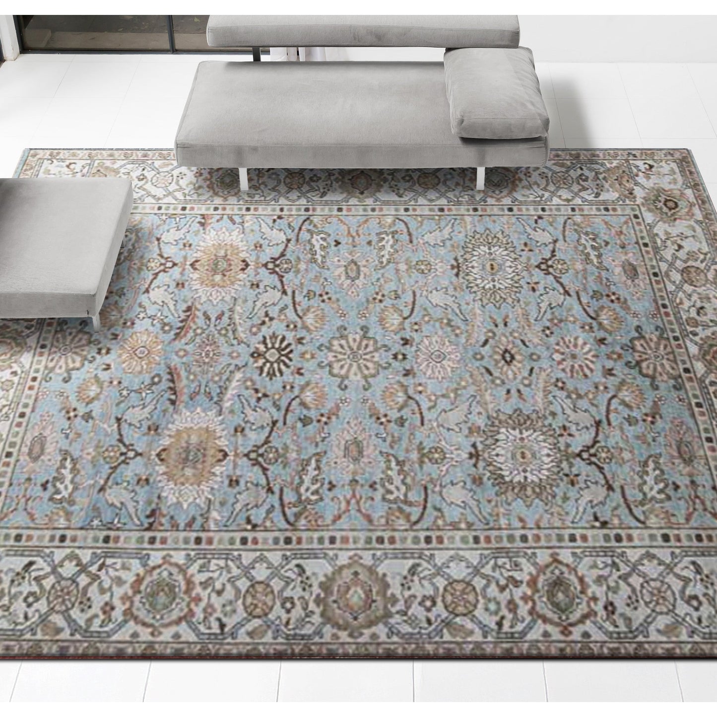ANTIQUE SULTANABAD SUL25 LIGHT BLUE / IVORY