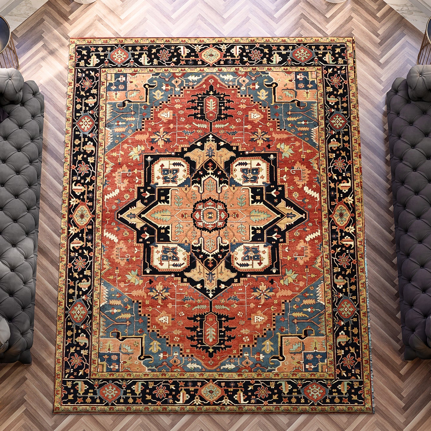 BAKSHAHESH II BK058 RED / BLUE