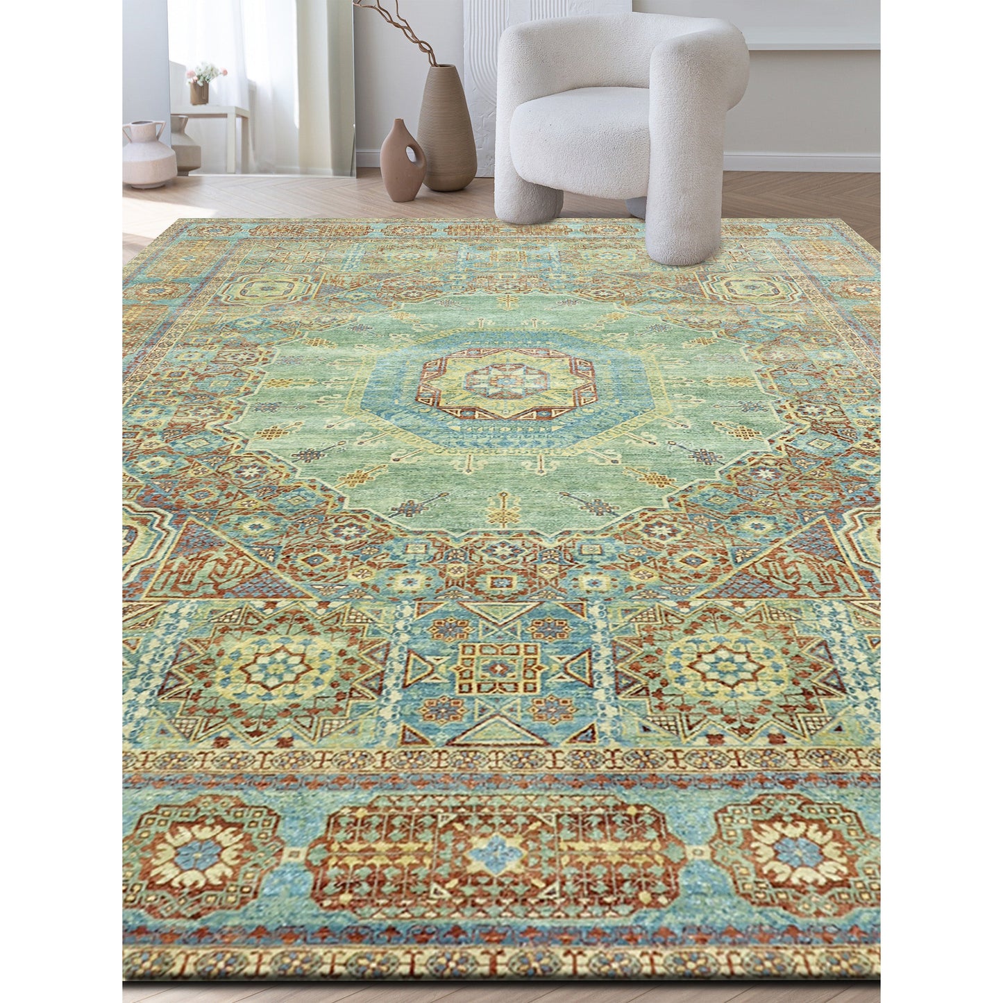 BAKSHAHESH B1048 GREEN / LIGHT BLUE