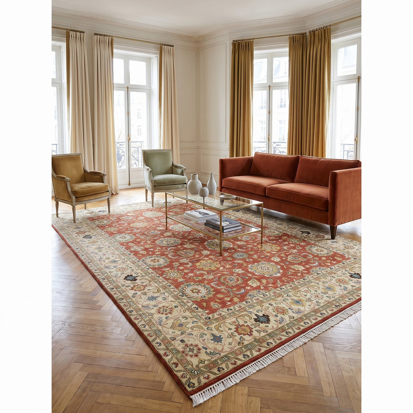 BAKSHAHESH B1053 RUST / IVORY
