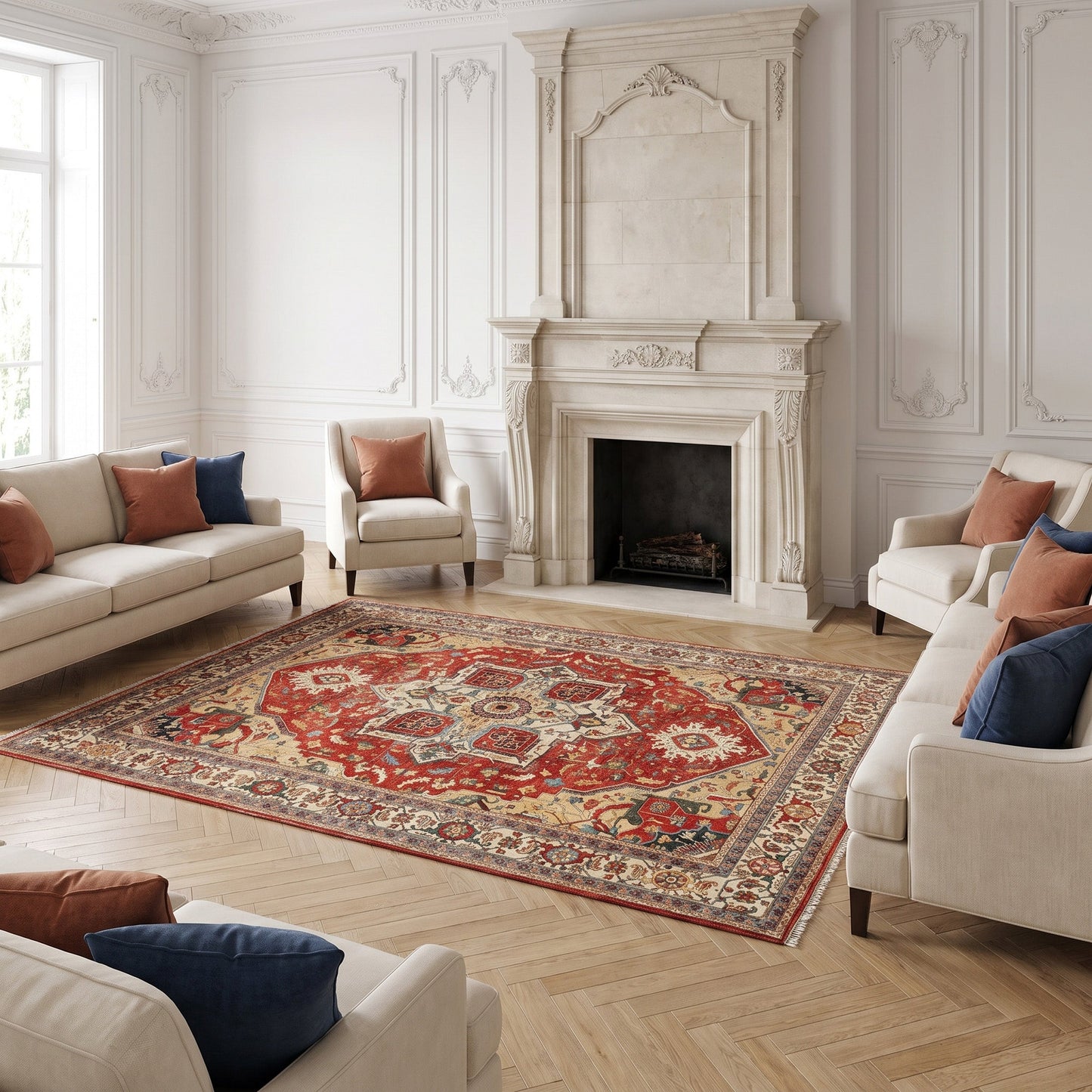 BAKSHAHE B1193 RED / IVORY