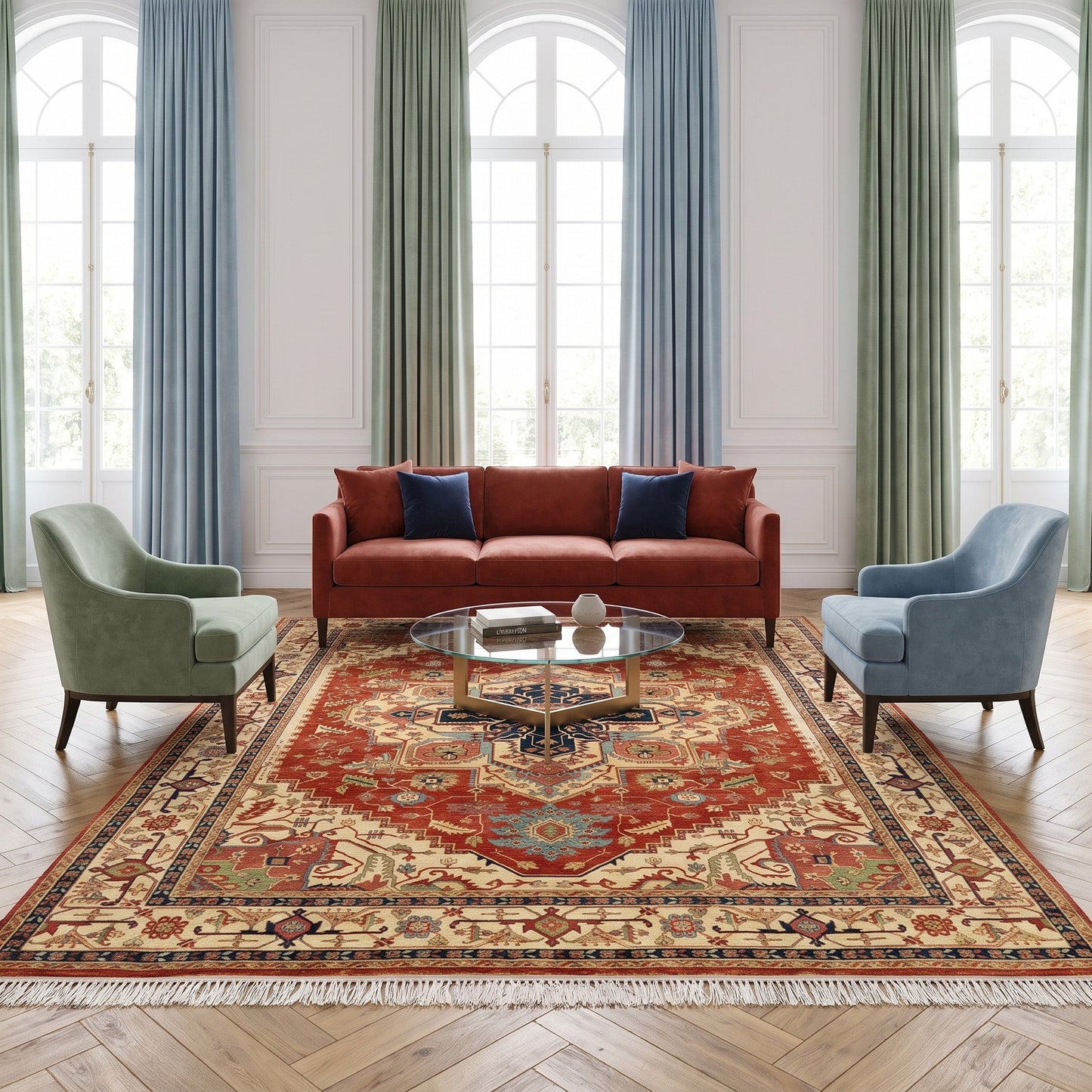BAKSHAHESH B1194 RED / IVORY