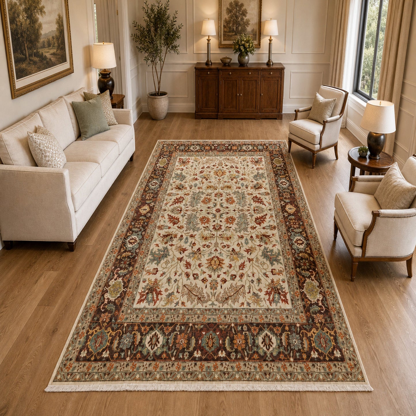 BAKSHAHE B1239 IVORY / AUBERGINE