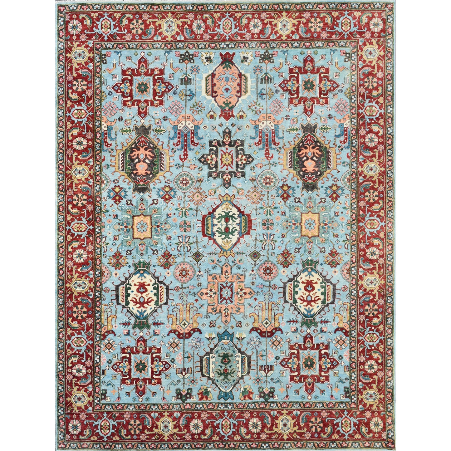 BAKSHAHESH BK056 LIGHT BLUE / RUST
