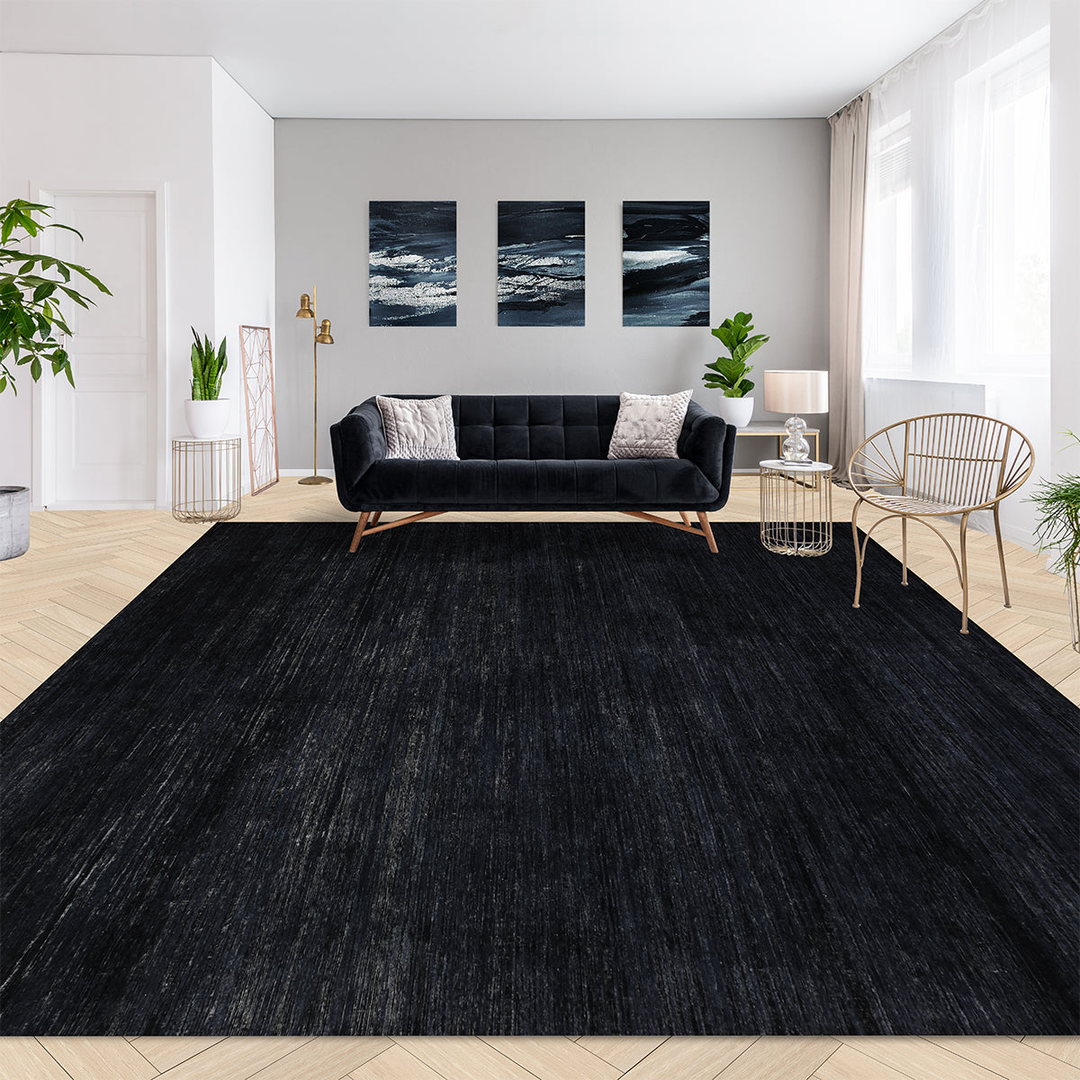 CANTERBURY SILK PLAIN CHARCOAL / BLACK