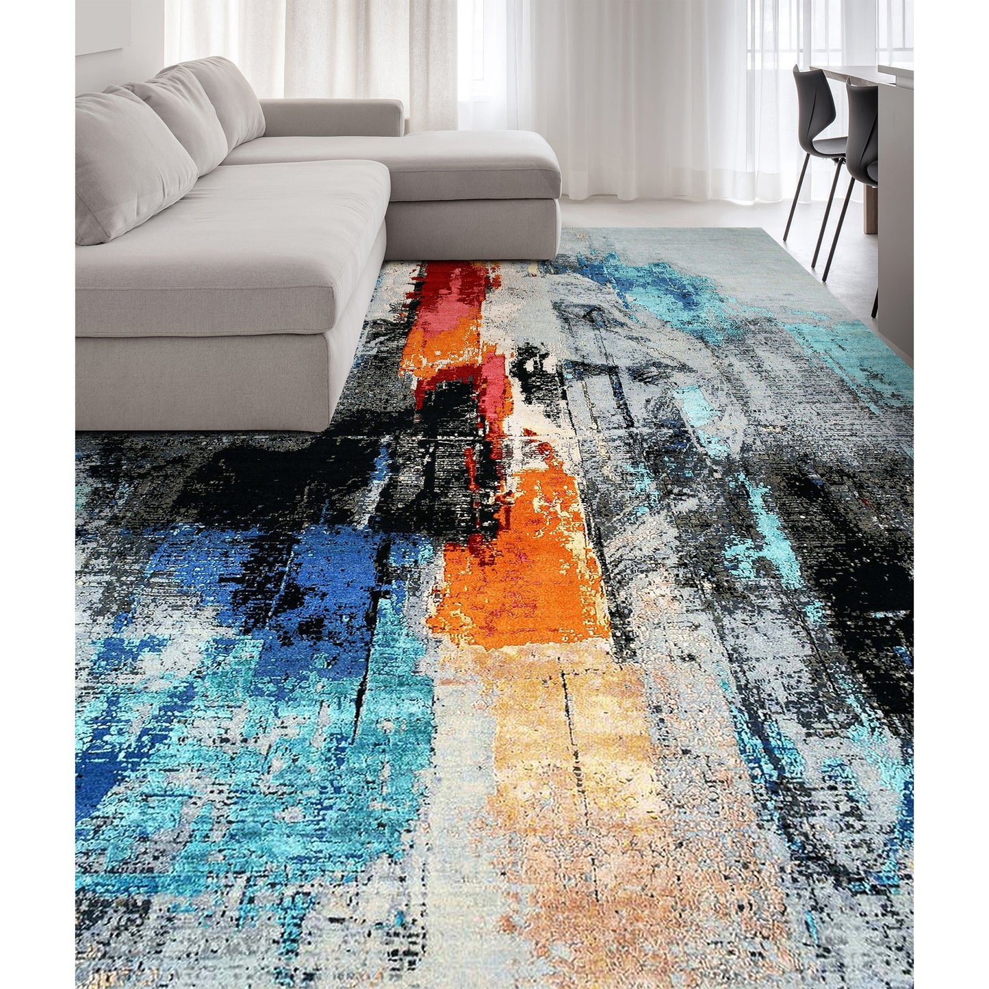 CANVAS ART W/ SILK 2395B BLUE