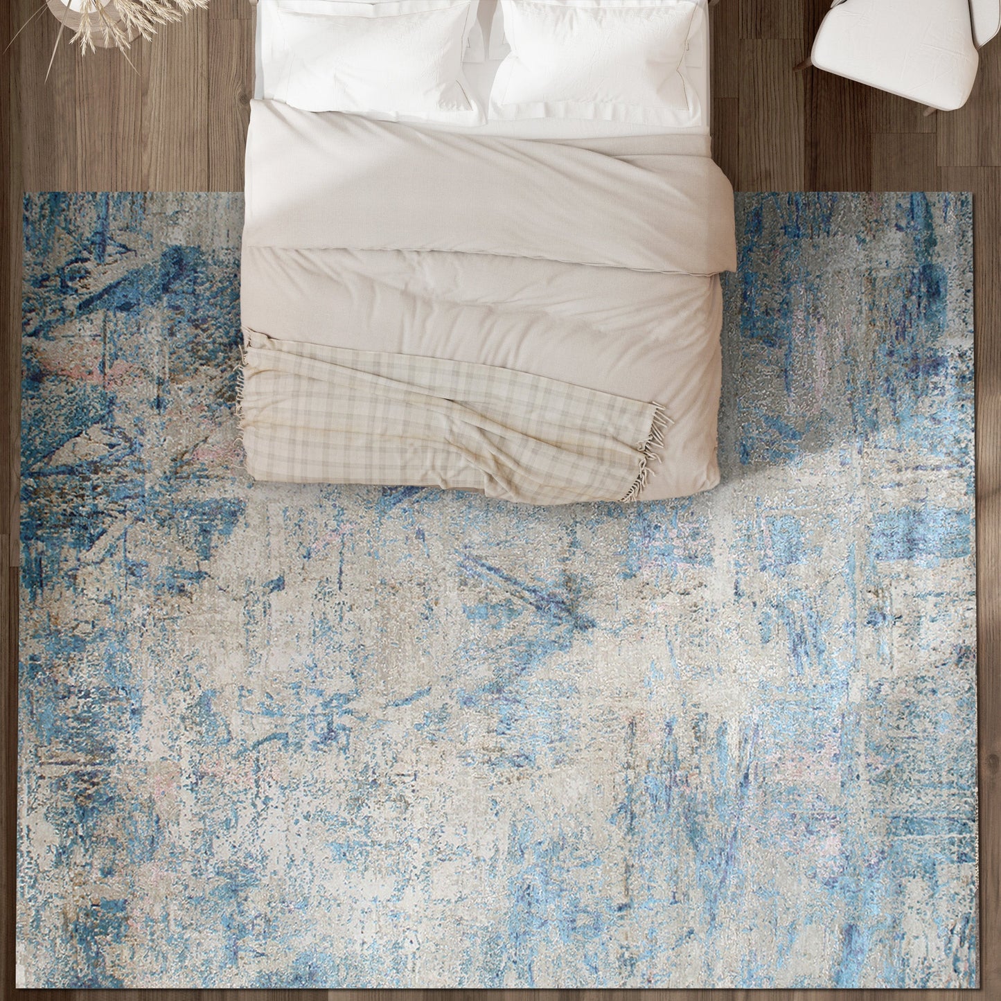 CANVAS ART W/ SILK B1920 BEIGE / LIGHT BLUE