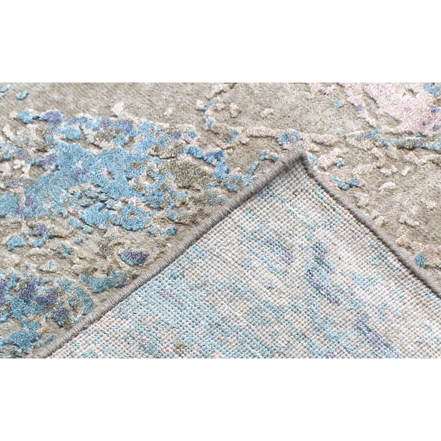 CANVAS ART W/ SILK B1920 BEIGE / LIGHT BLUE