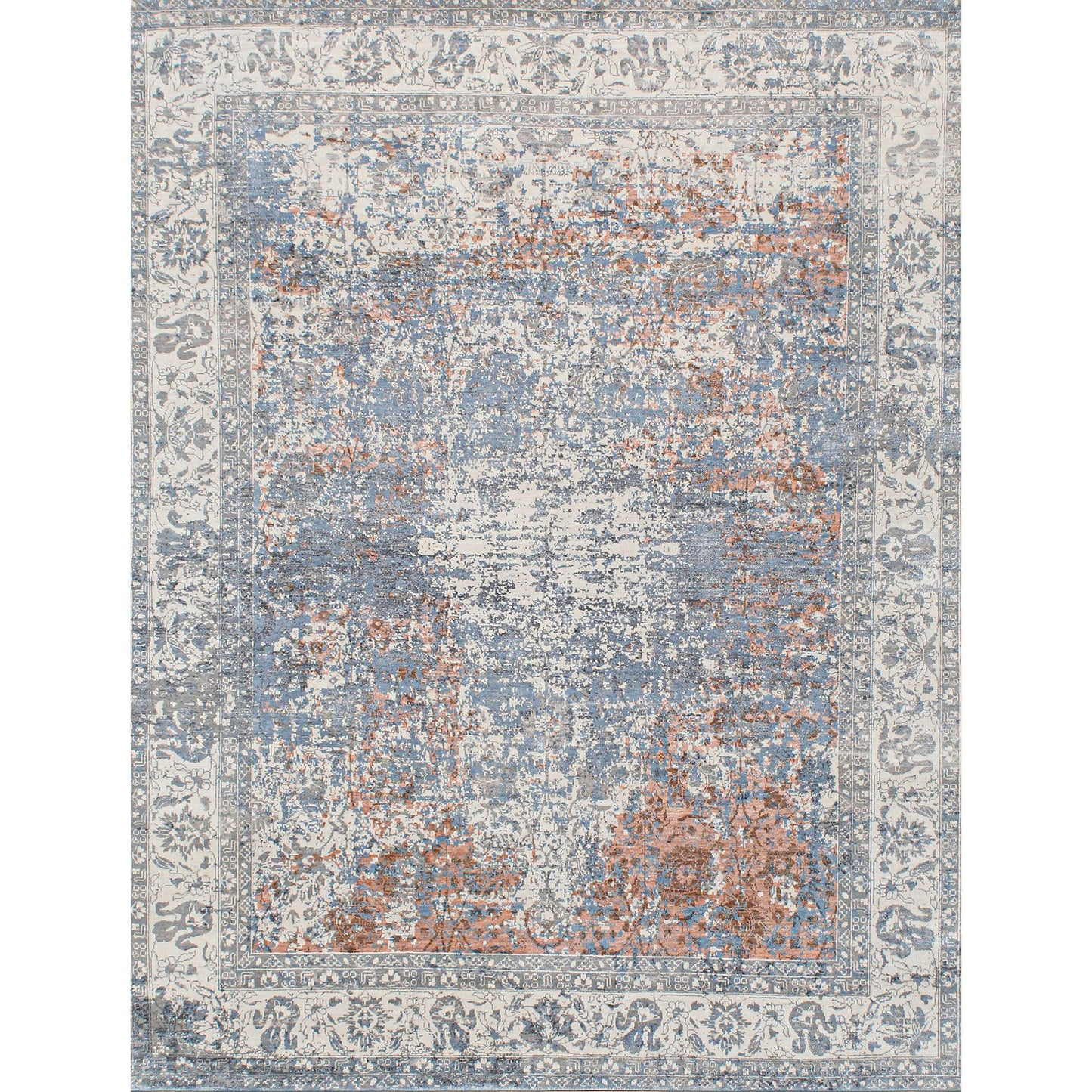 CANVAS ART W/ SILK B1924 SILVER / PEACH