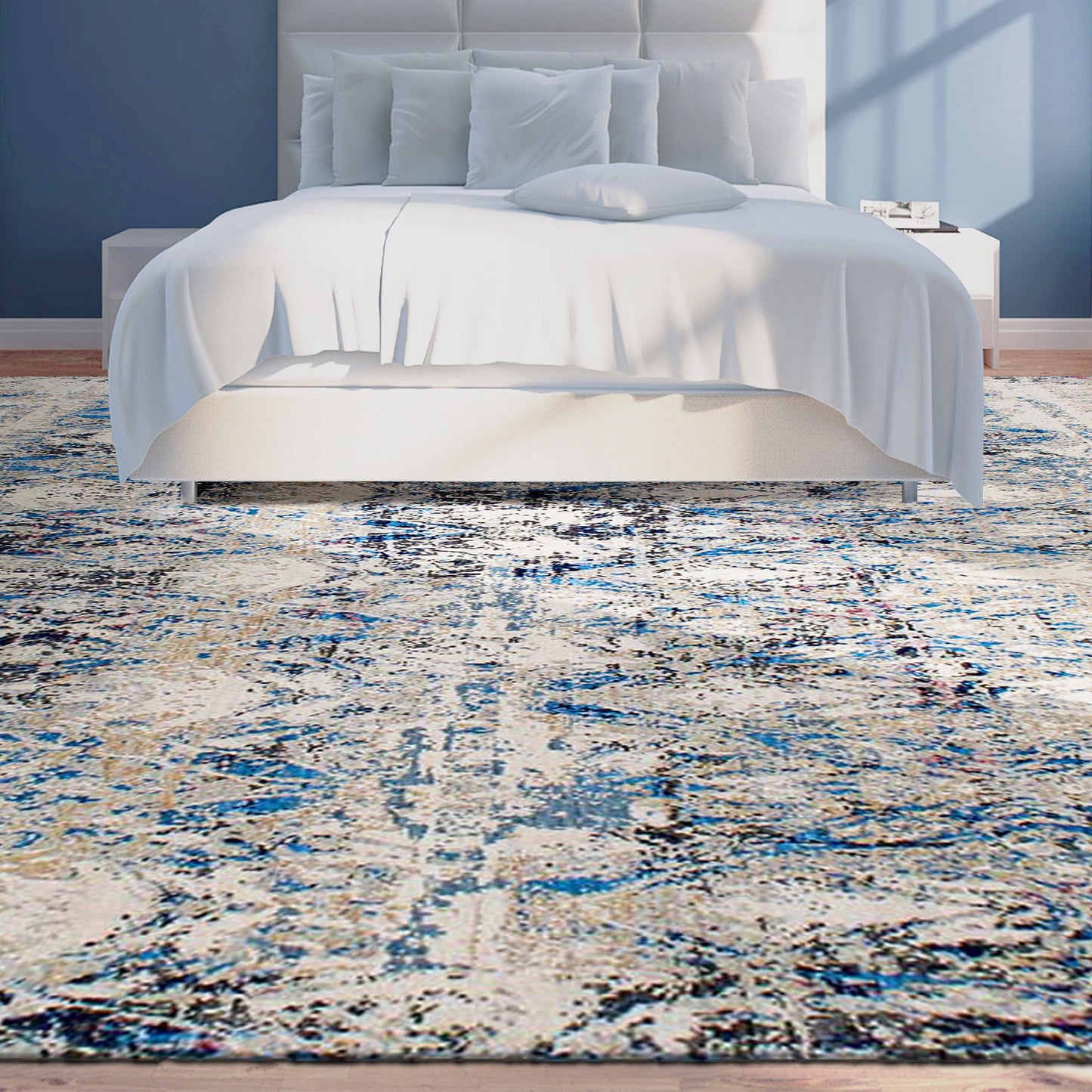 CANVAS ART W/ SILK B1931 IVORY / BLUE
