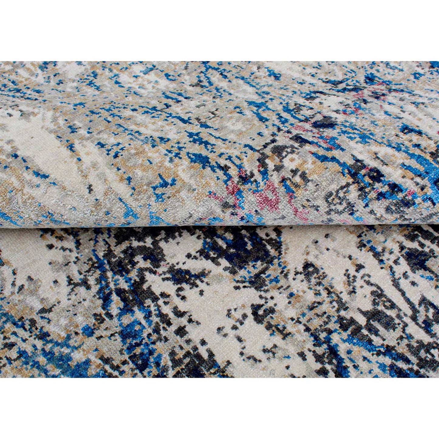CANVAS ART W/ SILK B1931 IVORY / BLUE