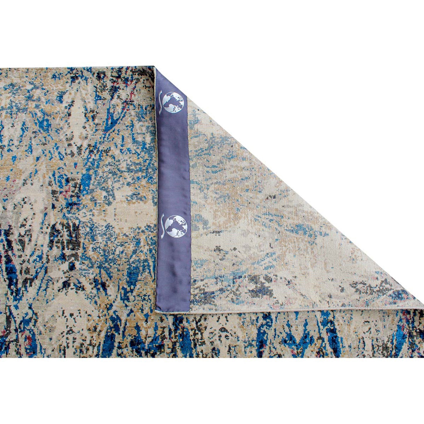 CANVAS ART W/ SILK B1931 IVORY / BLUE