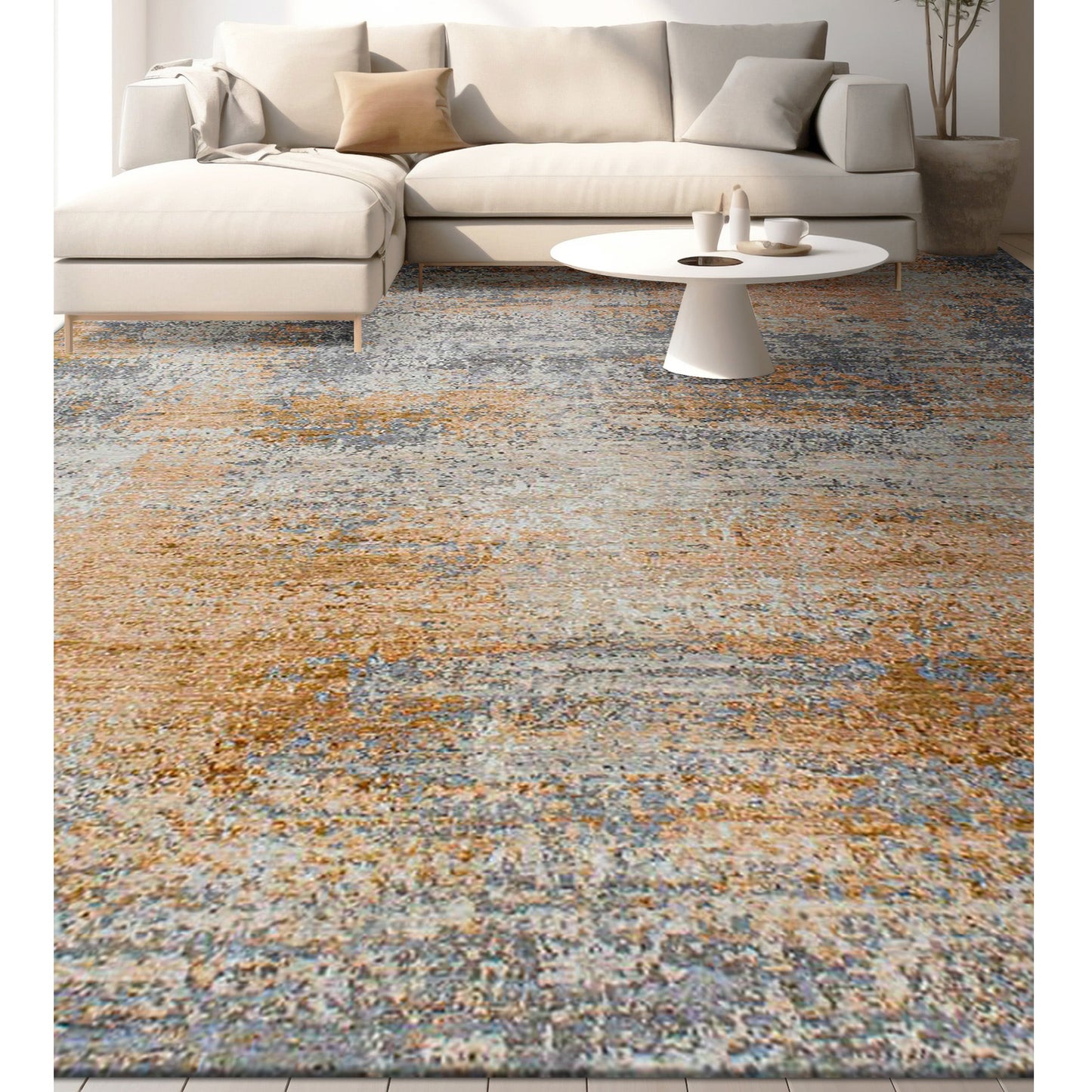 CANVAS ART W/ SILK B1945 TAUPE / RUST