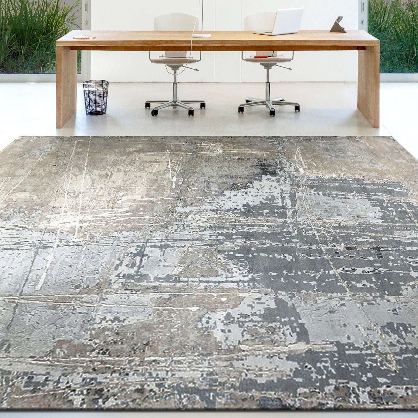 CANVAS ART W/ SILK C7095 DANE GREY / BLUE