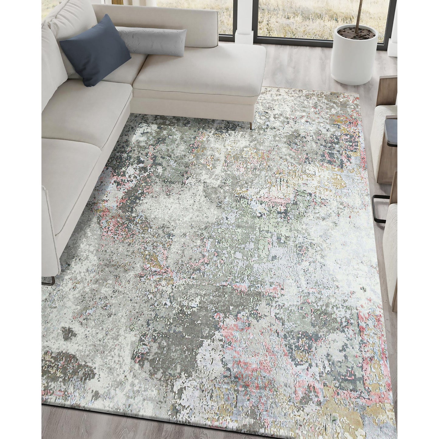 CANVAS ART W/ SILK C7406 DENNISON IVORY / LIGHT GREY