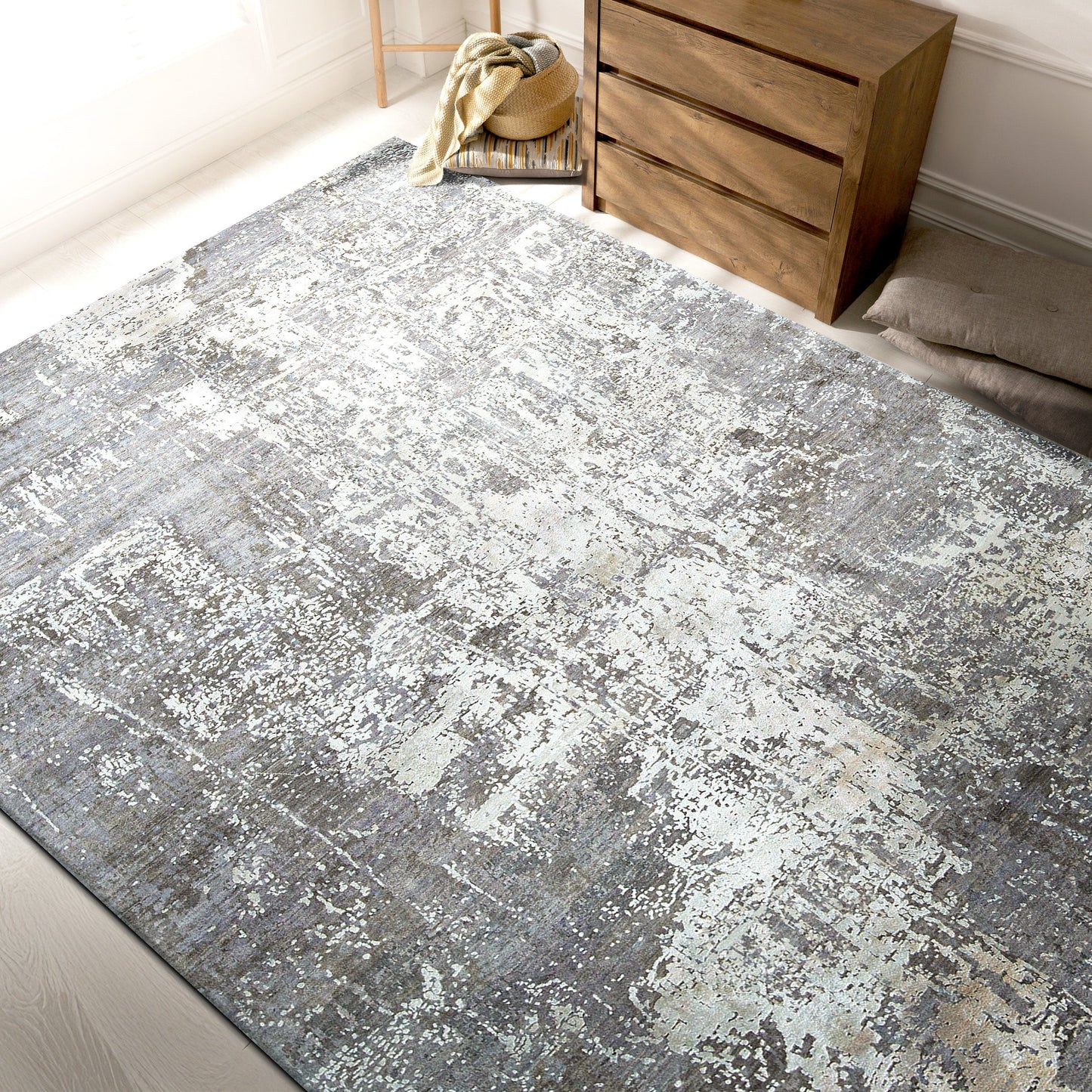 CANVAS ART W/ SILK C8555 GREY / CHARCOAL