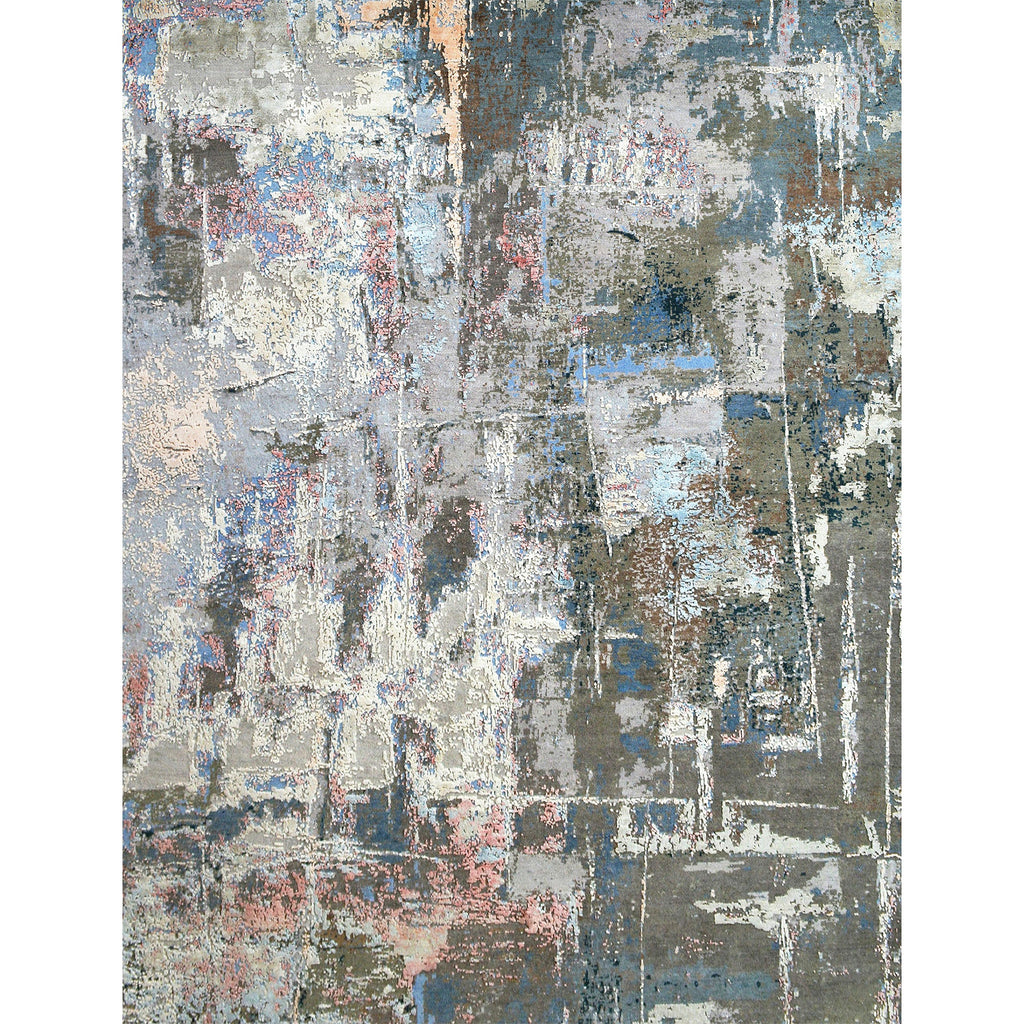 CANVAS ART W/ SILK C8568 GREY / BLUE