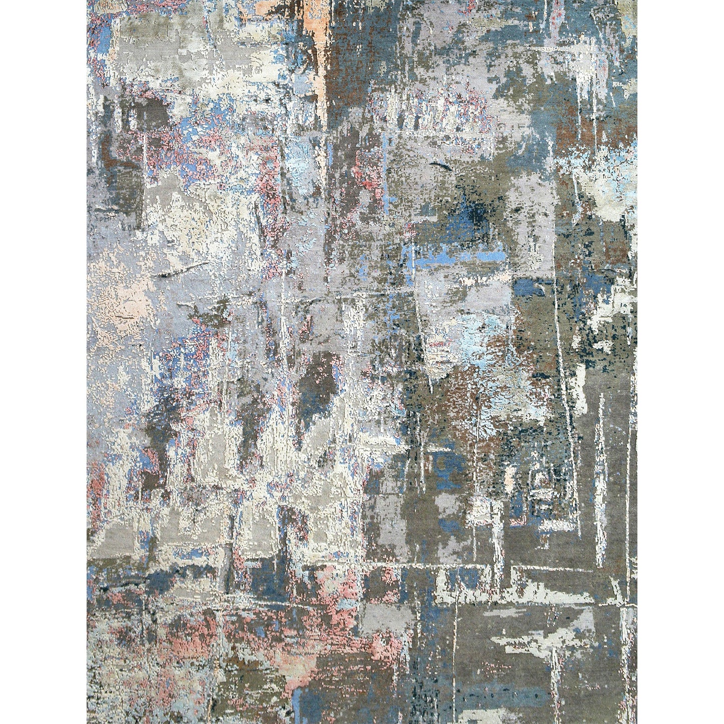 CANVAS ART W/ SILK C8568 GREY / BLUE