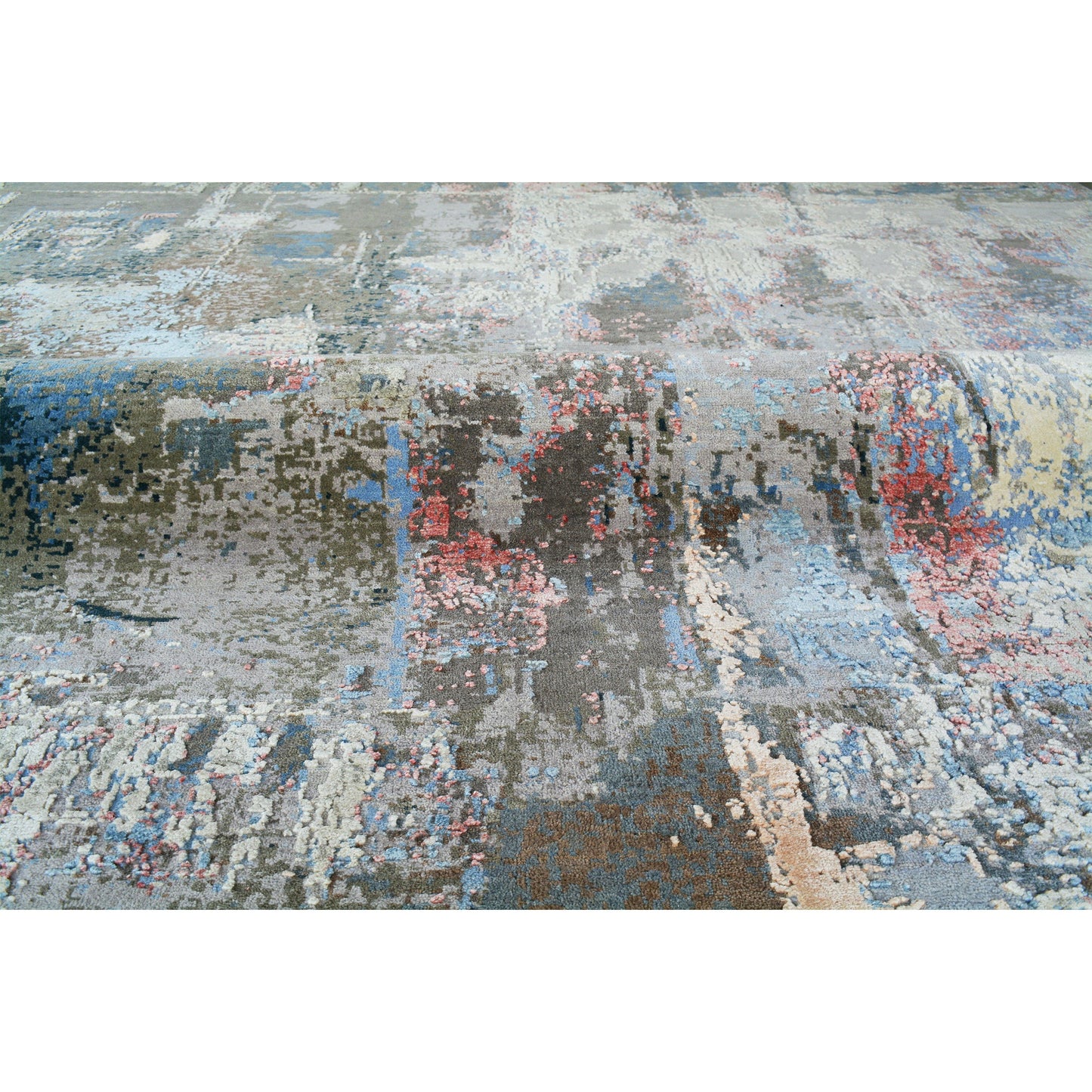 CANVAS ART W/ SILK C8568 GREY / BLUE