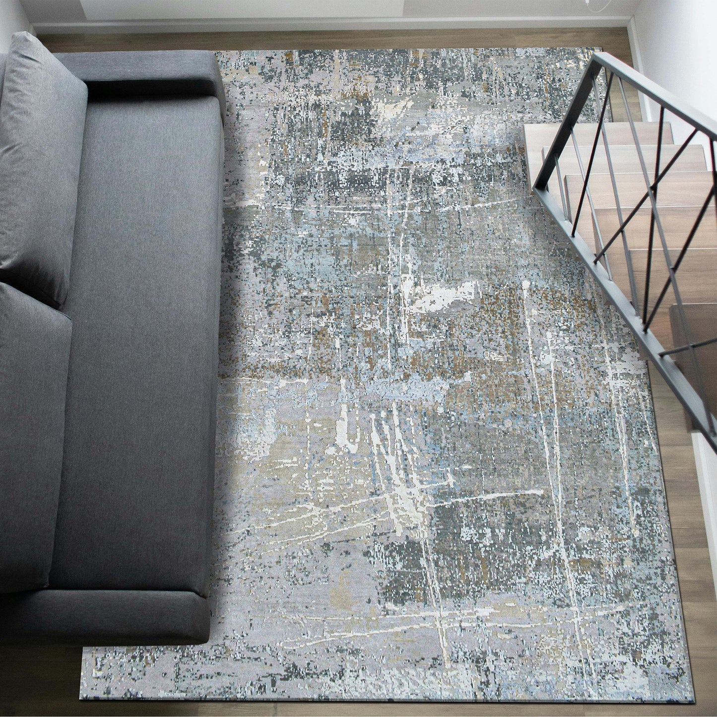 CANVAS ART W/ SILK C9612 ELKO GREY / BLUE