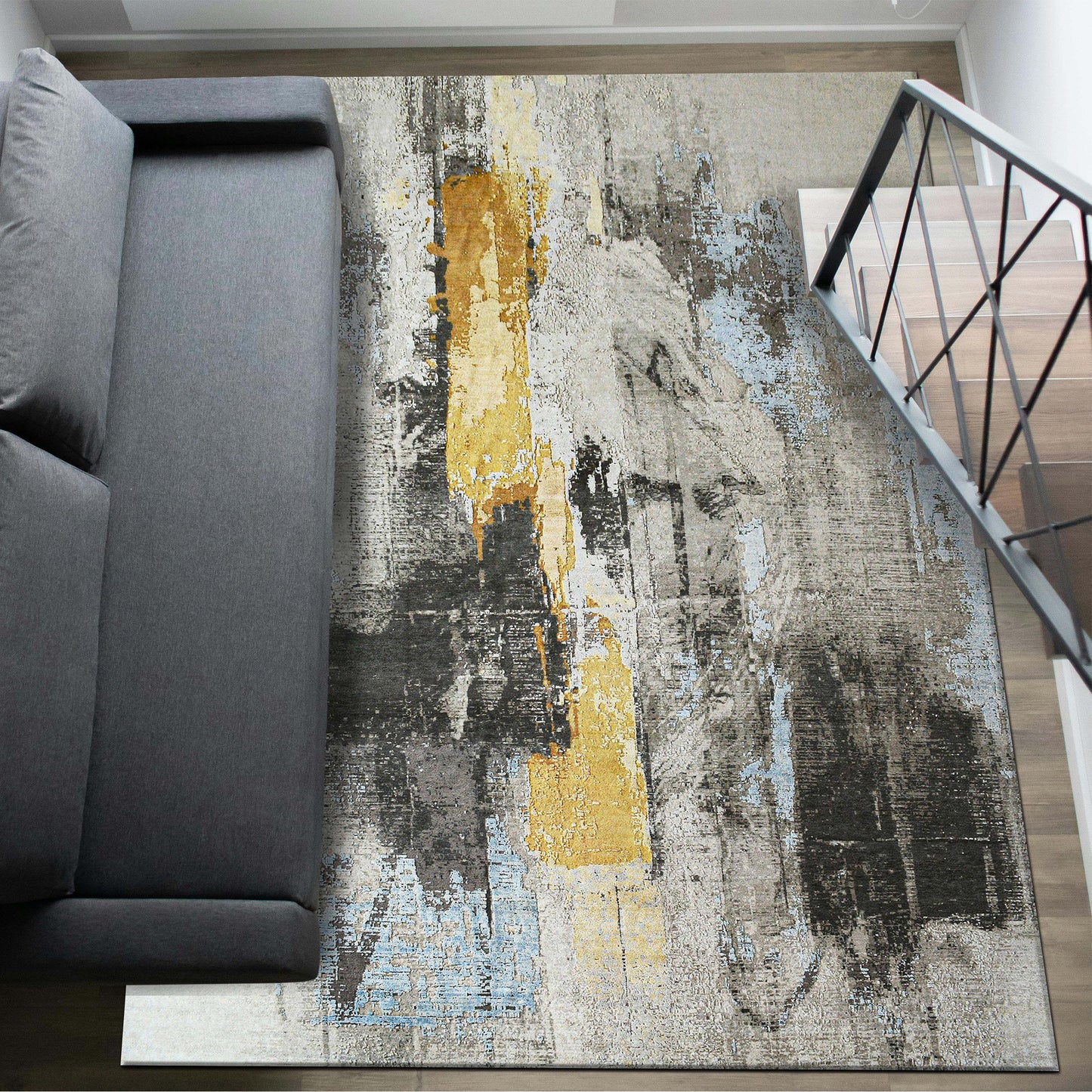 CANVAS ART W/ SILK C9364 CHARCOAL / YELLOW
