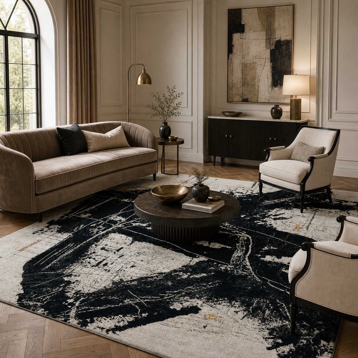 CANVAS ART W/ SILK C9420 BLACK