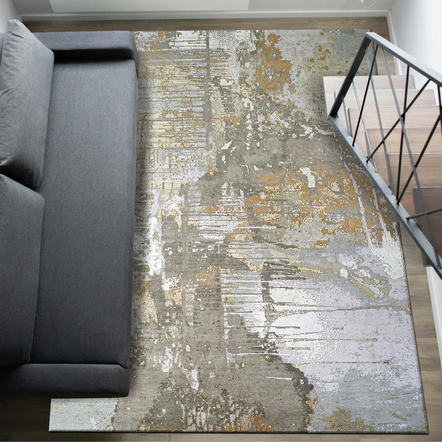 CANVAS ART W/ SILK C9482 CHARCOAL / GOLD